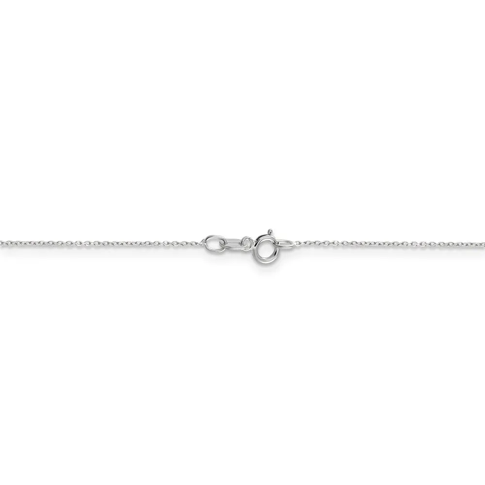 0.6mm, 14k White Gold, Diamond Cut Solid Cable Chain Necklace