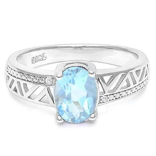 1 1/2 CT BABY SWISS BLUE TOPAZ   925 STERLING SILVER RING