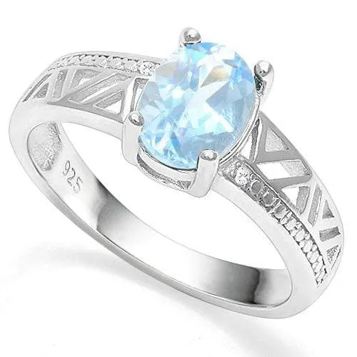 1 1/2 CT BABY SWISS BLUE TOPAZ   925 STERLING SILVER RING