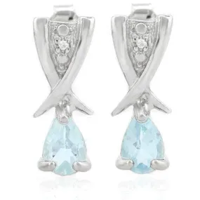 1 CARAT BABY SWISS BLUE TOPAZ   925 STERLING SILVER EARRINGS