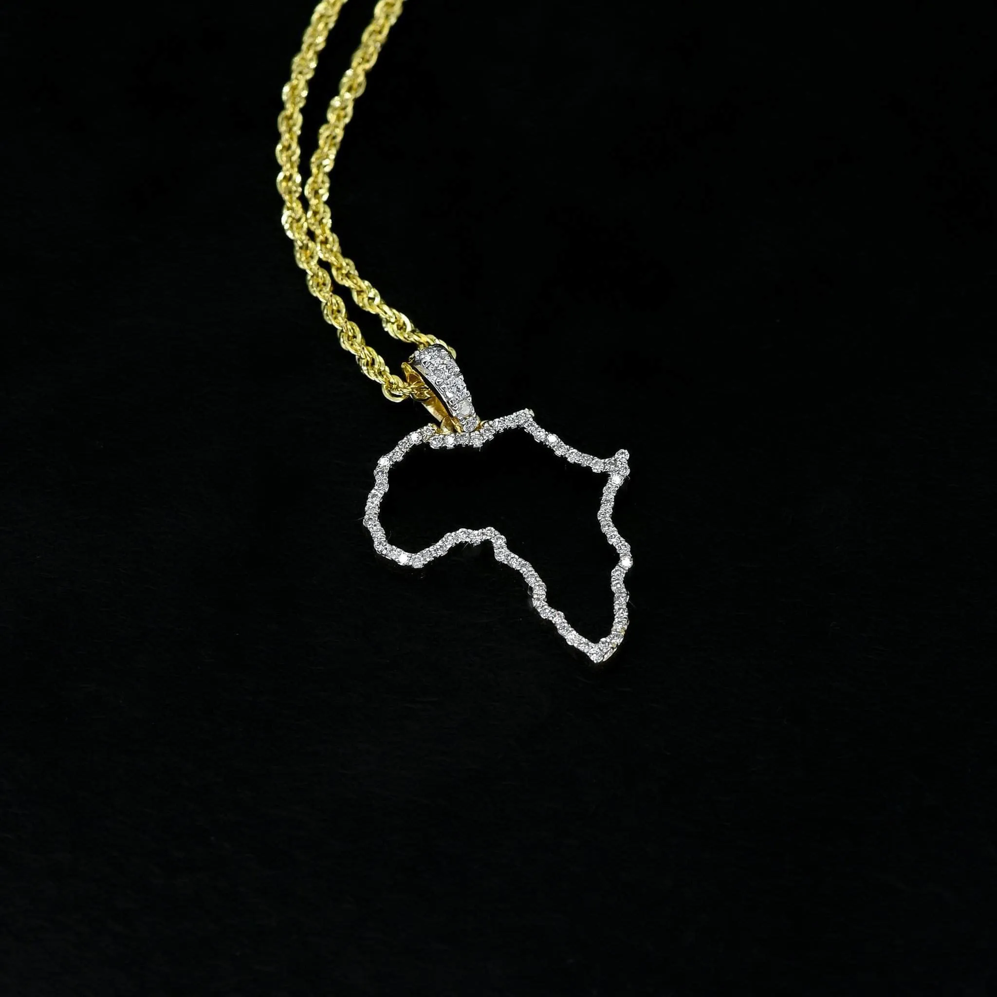 10K Diamond Gold Africa Map Pendant