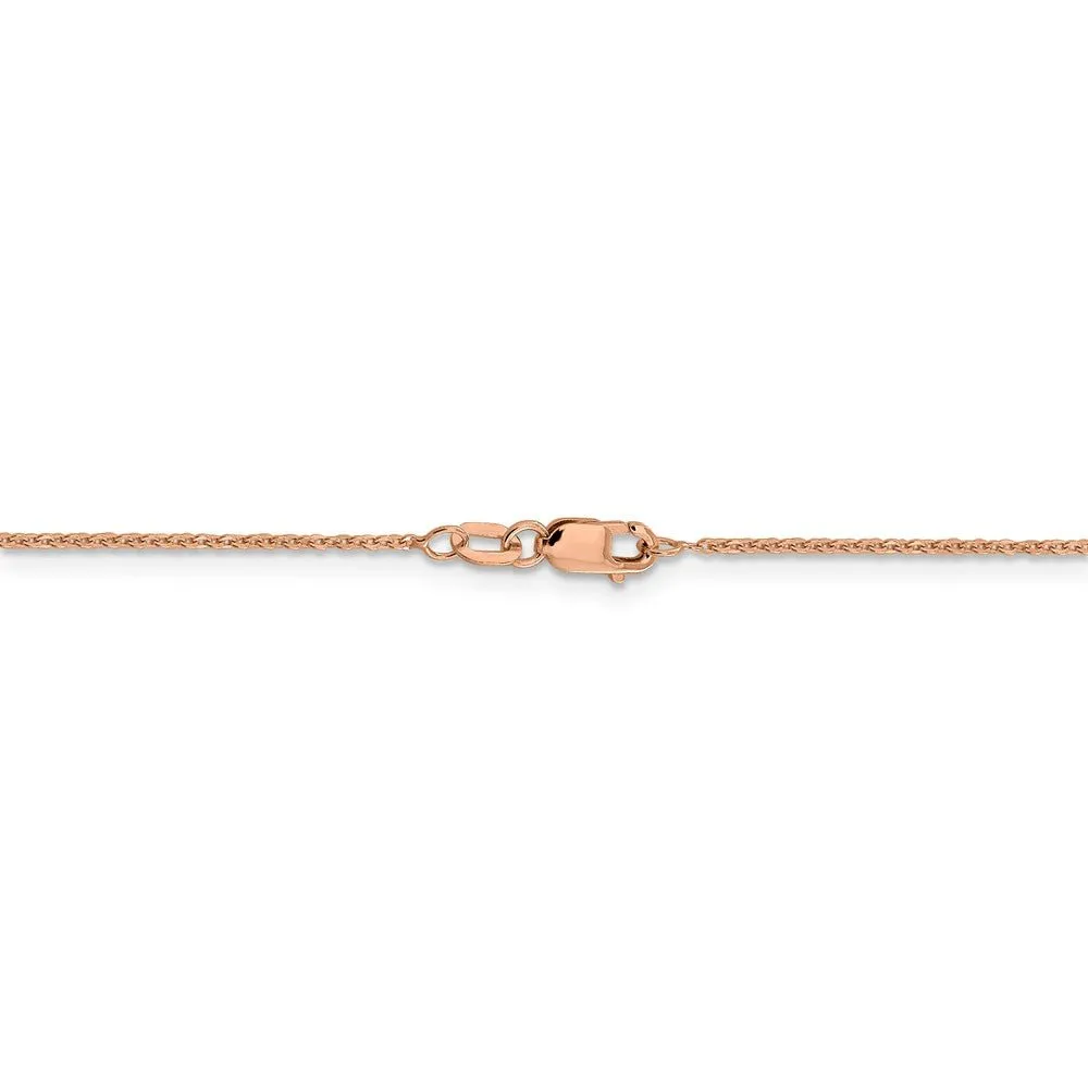 1.1mm 14K Rose Gold Solid Flat Cable Chain Necklace