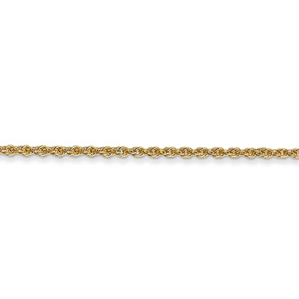 1.1mm, 14K Yellow Gold, Solid Baby Rope Chain Necklace