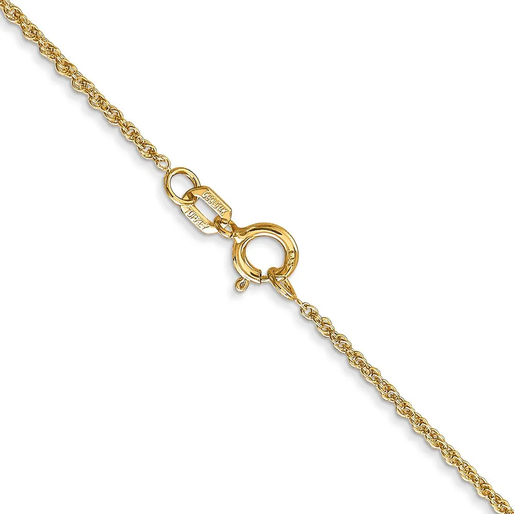 1.1mm, 14K Yellow Gold, Solid Baby Rope Chain Necklace