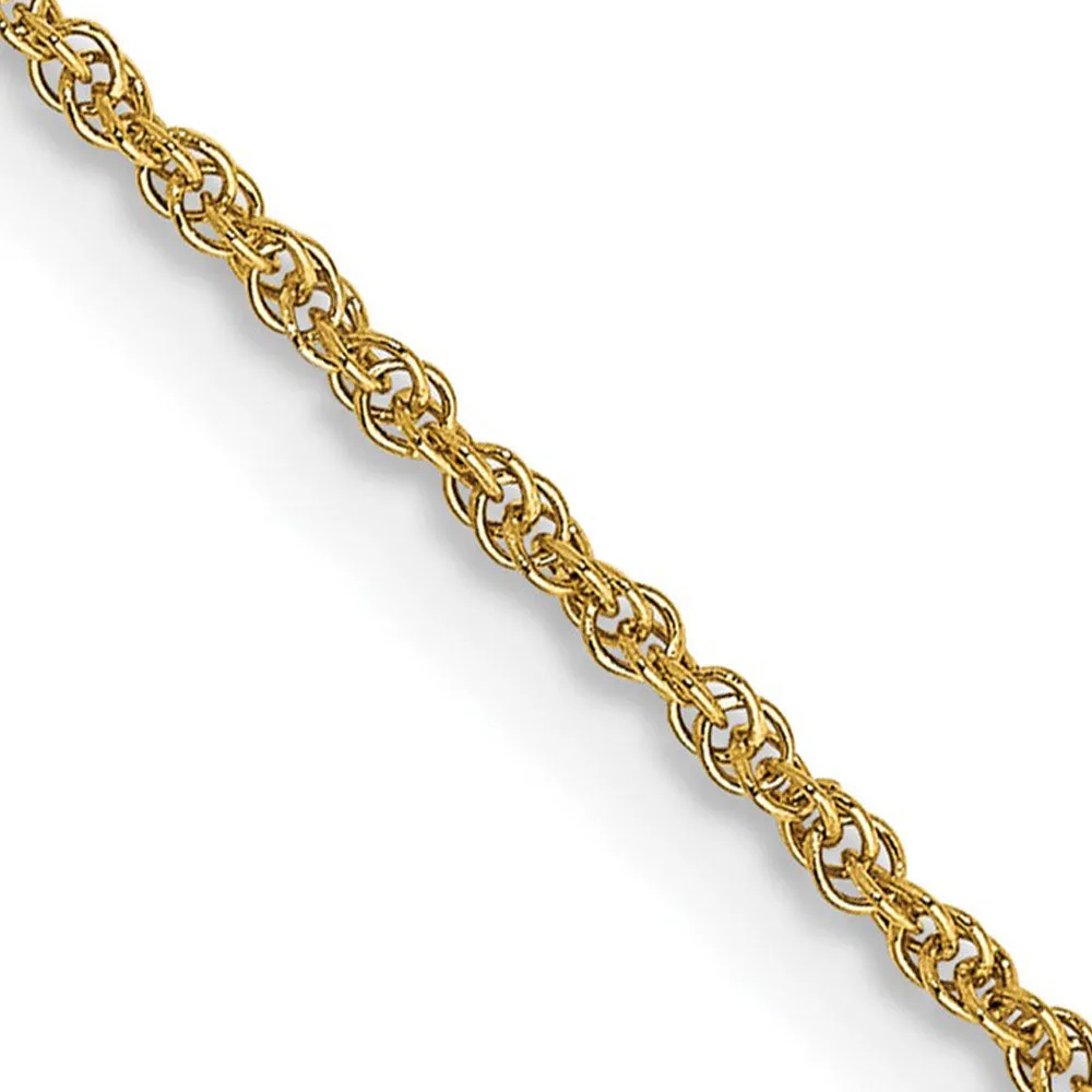 1.1mm, 14K Yellow Gold, Solid Baby Rope Chain Necklace