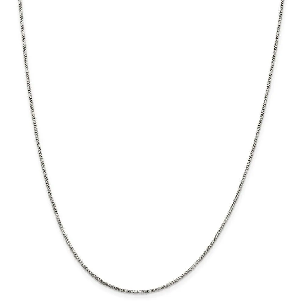 1.25mm Sterling Silver Solid Round Box Chain Necklace