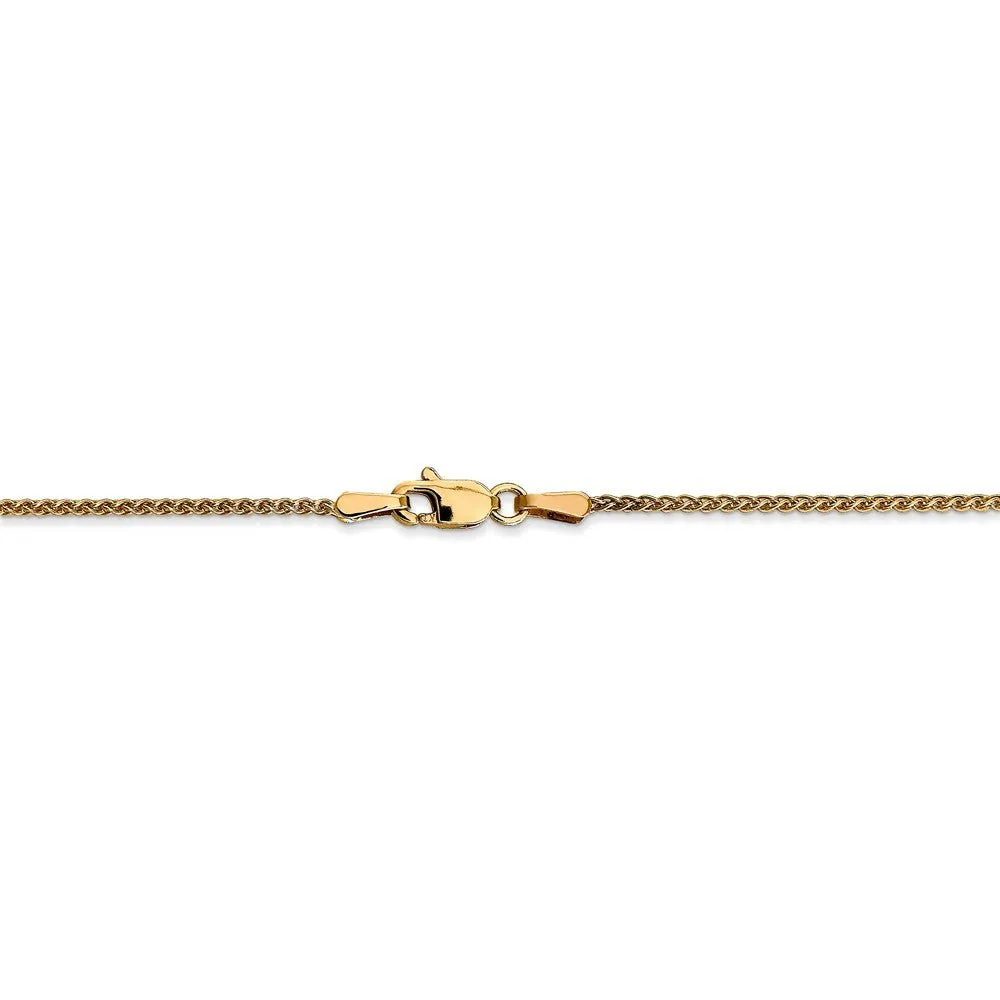 1.2mm 14k Yellow Gold Solid Wheat Chain Necklace