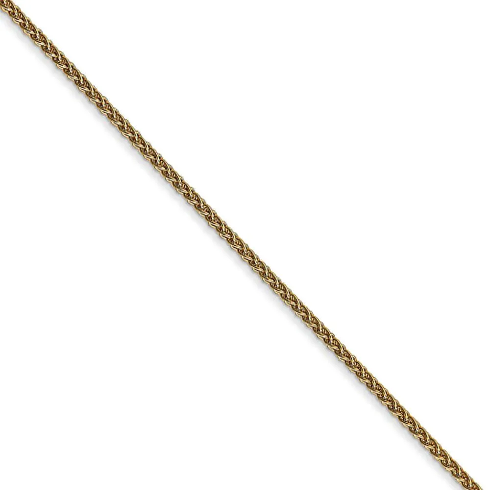 1.2mm 14k Yellow Gold Solid Wheat Chain Necklace