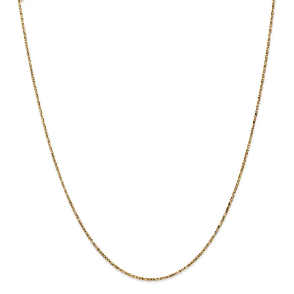 1.2mm 14k Yellow Gold Solid Wheat Chain Necklace