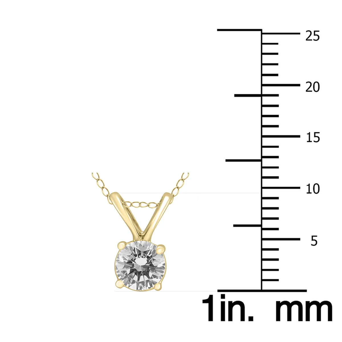 1/3 Carat Round Diamond Solitaire Pendant In 14K Yellow Gold