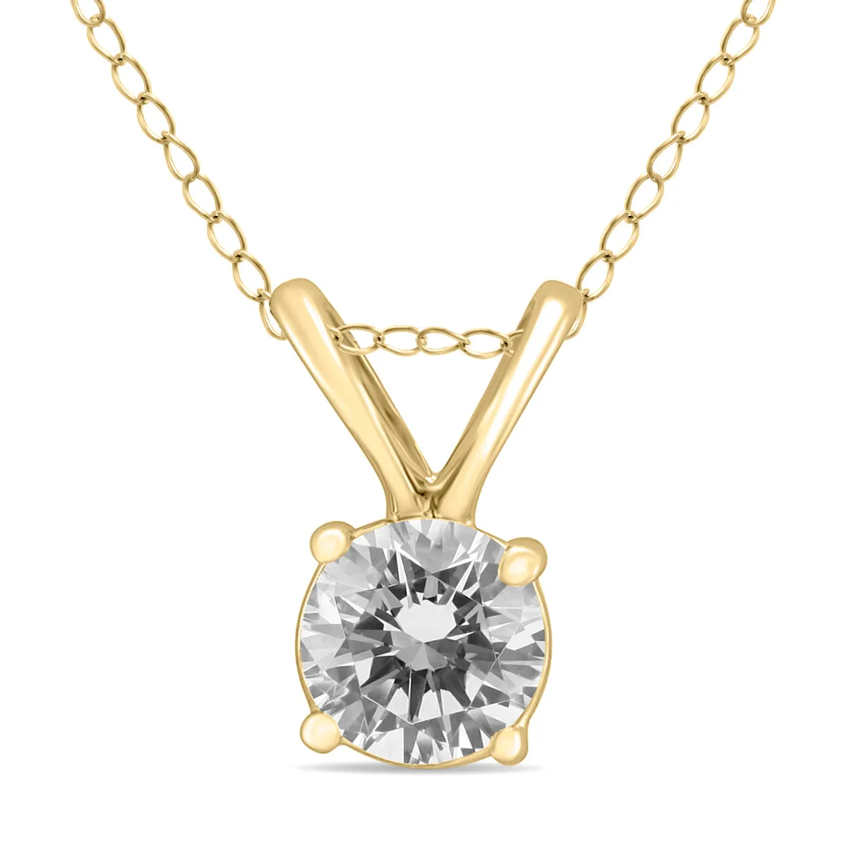 1/3 Carat Round Diamond Solitaire Pendant In 14K Yellow Gold