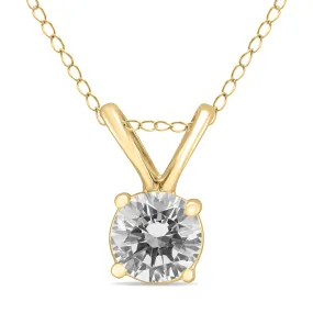 1/3 Carat Round Diamond Solitaire Pendant In 14K Yellow Gold