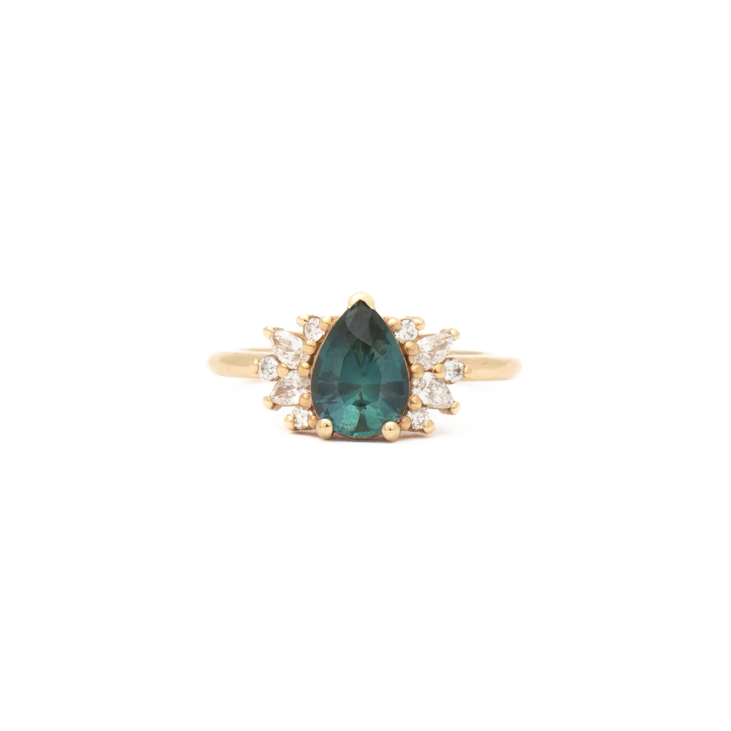 1.32 ct Teal Pear Sapphire Kori Ring