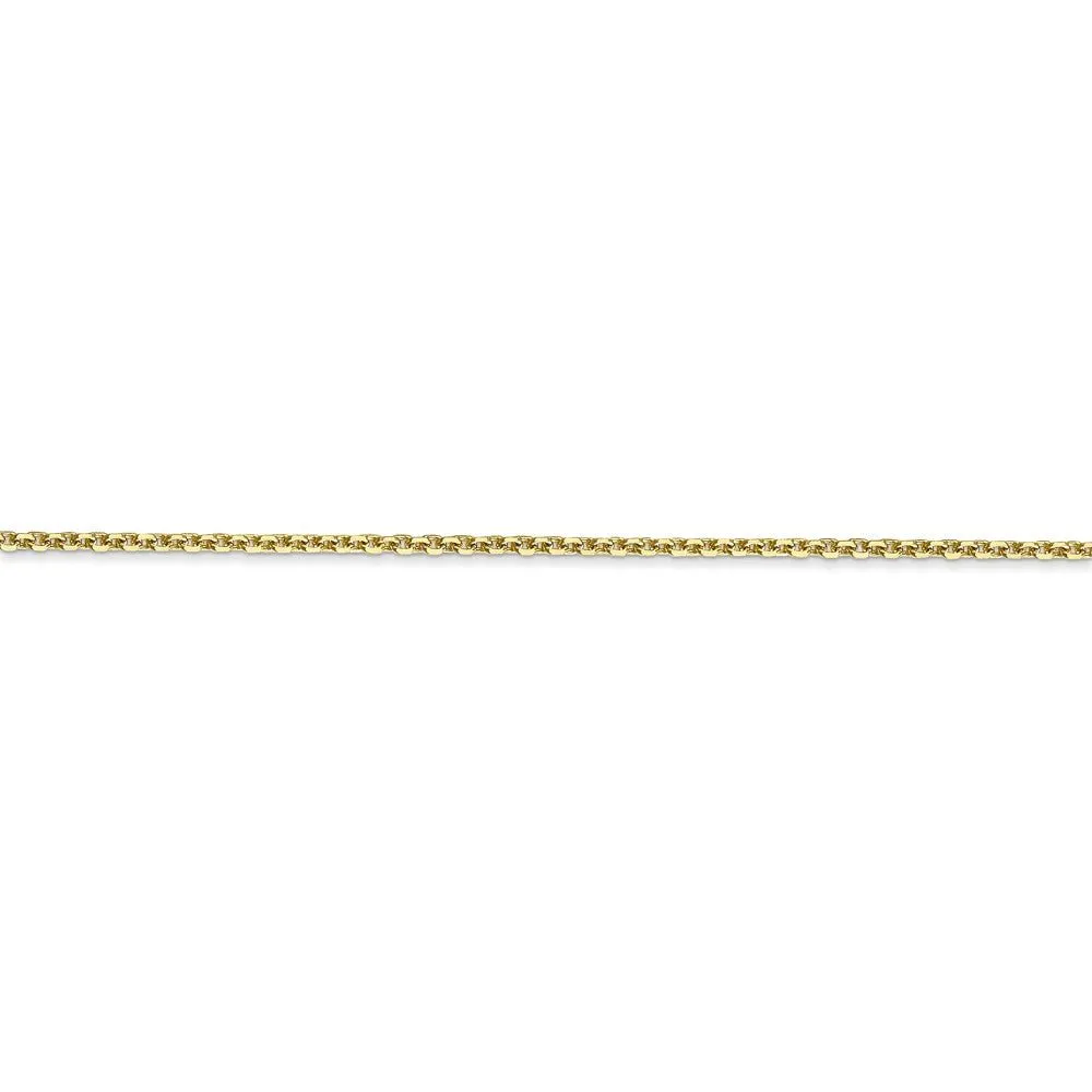 1.3mm, 10k Yellow Gold, Diamond Cut Cable Chain Anklet, 9 Inch