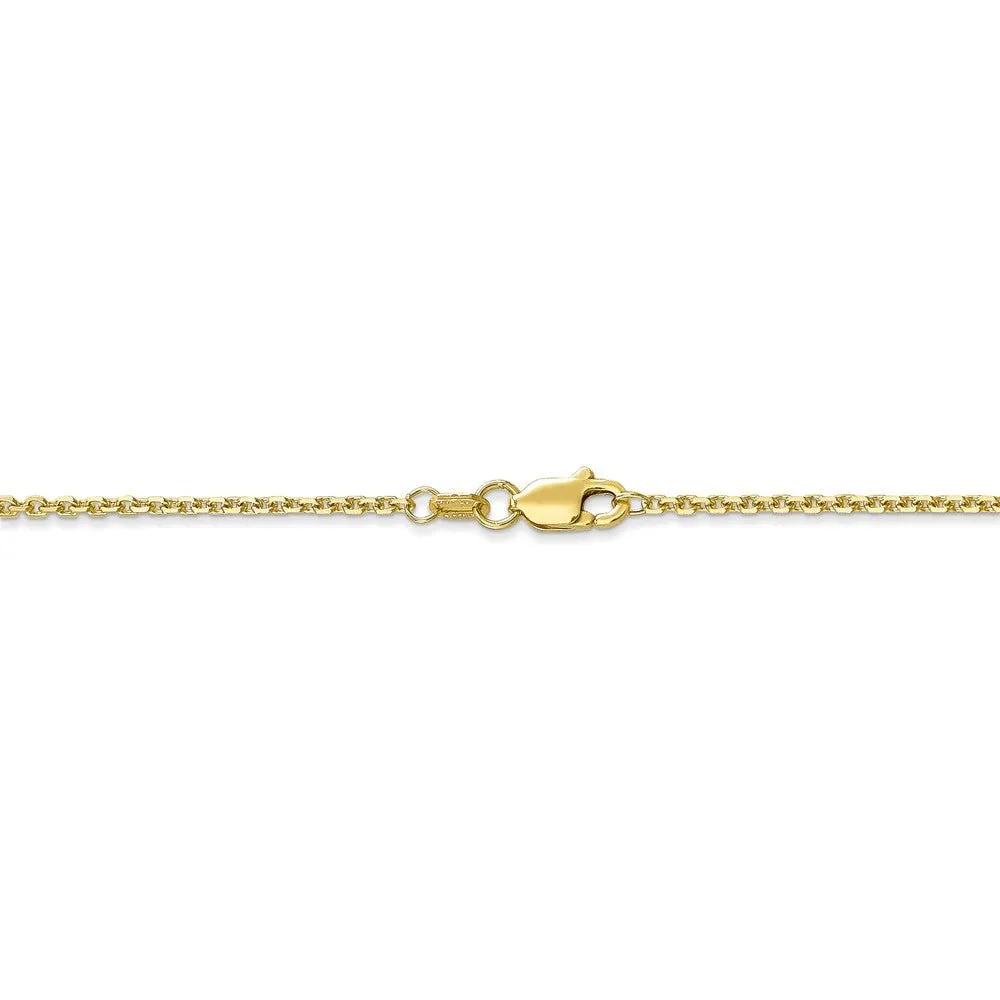 1.3mm, 10k Yellow Gold, Diamond Cut Cable Chain Anklet, 9 Inch