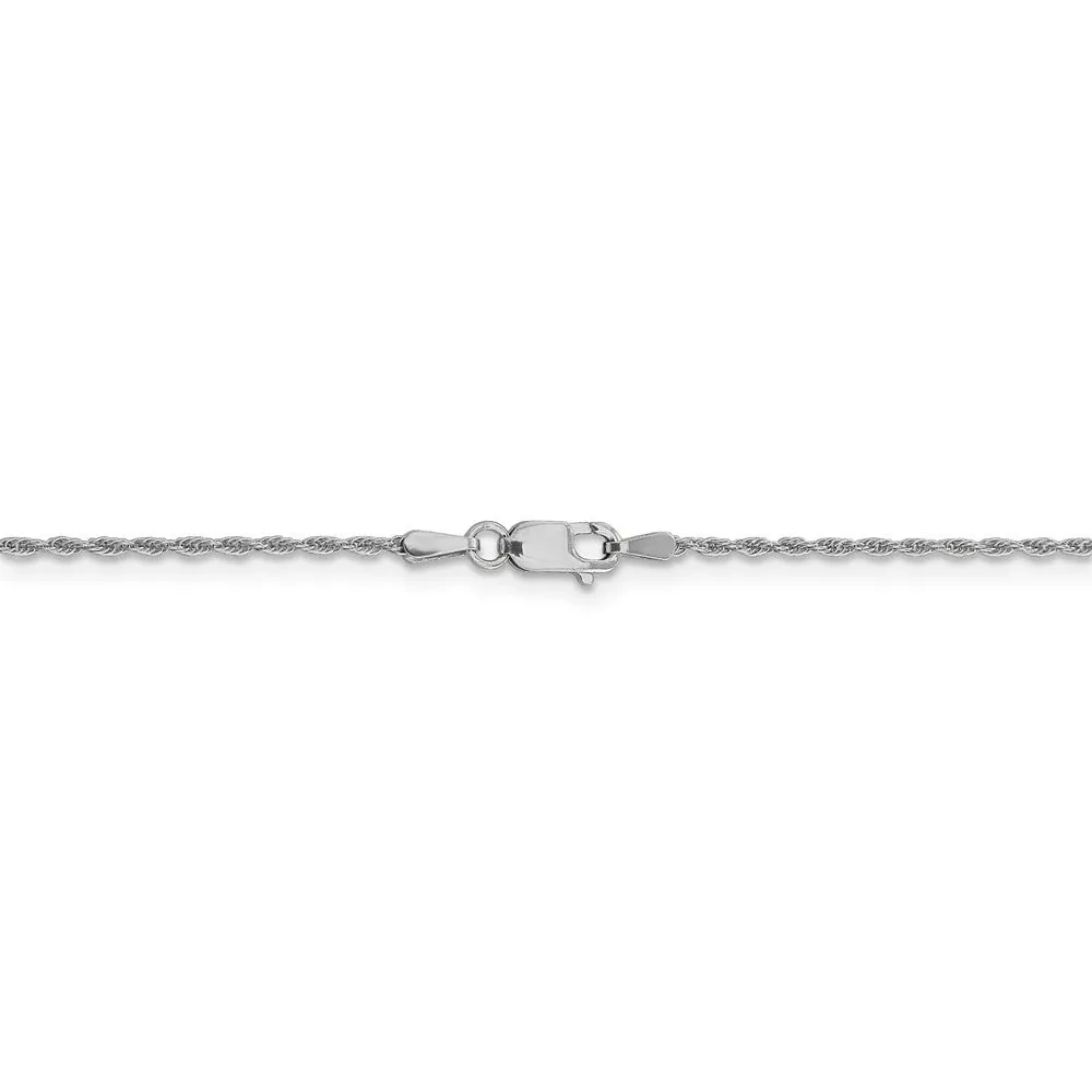 1.3mm 14k White Gold Classic Solid Rope Chain Necklace