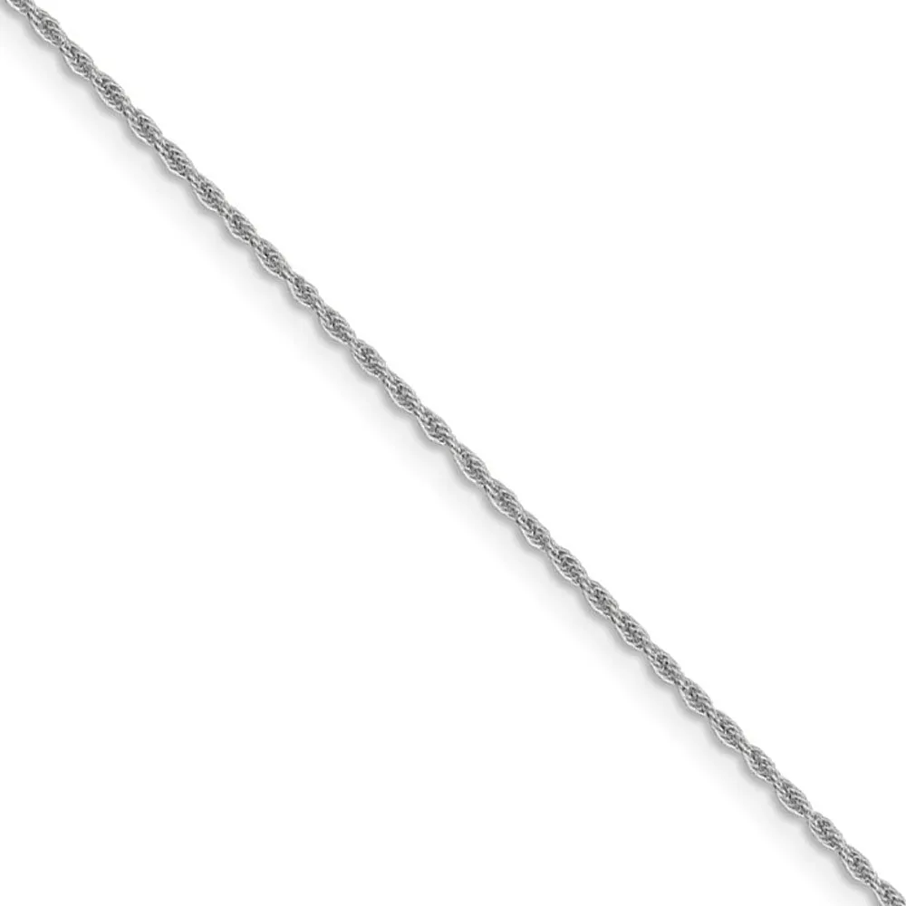 1.3mm 14k White Gold Classic Solid Rope Chain Necklace