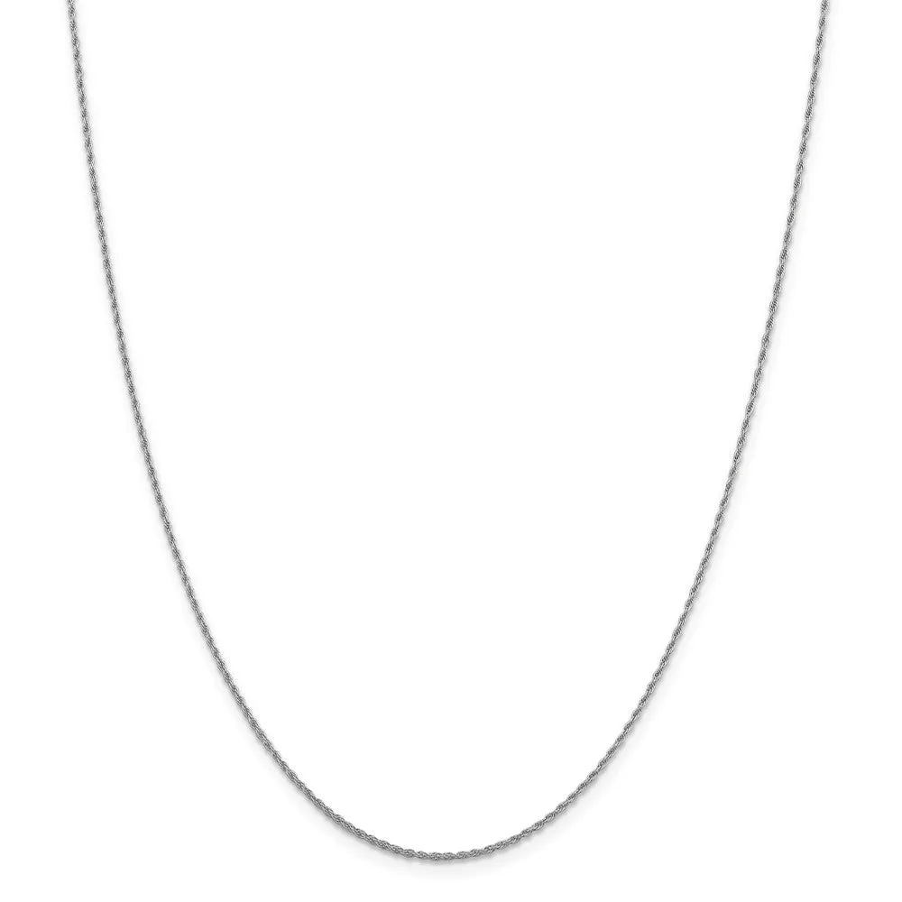 1.3mm 14k White Gold Classic Solid Rope Chain Necklace