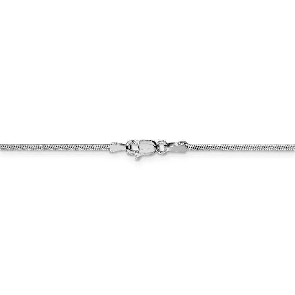 1.3mm 14k White Gold Solid Round Snake Chain Necklace