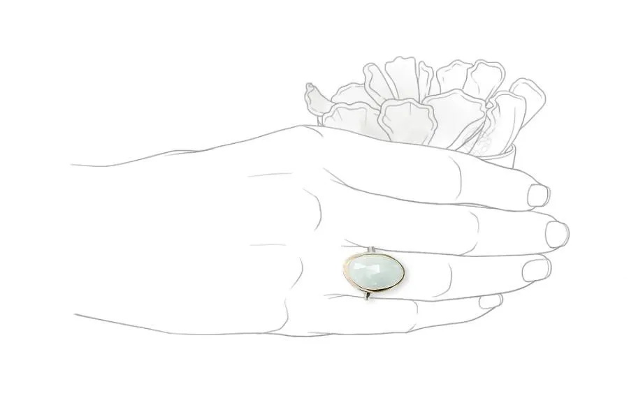 14k   Silver Aquamarine Ring