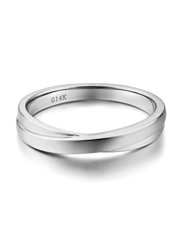 14K Solid White Gold Men Wedding Band Ring