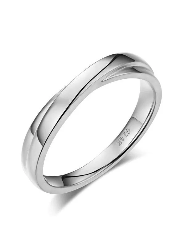 14K Solid White Gold Men Wedding Band Ring