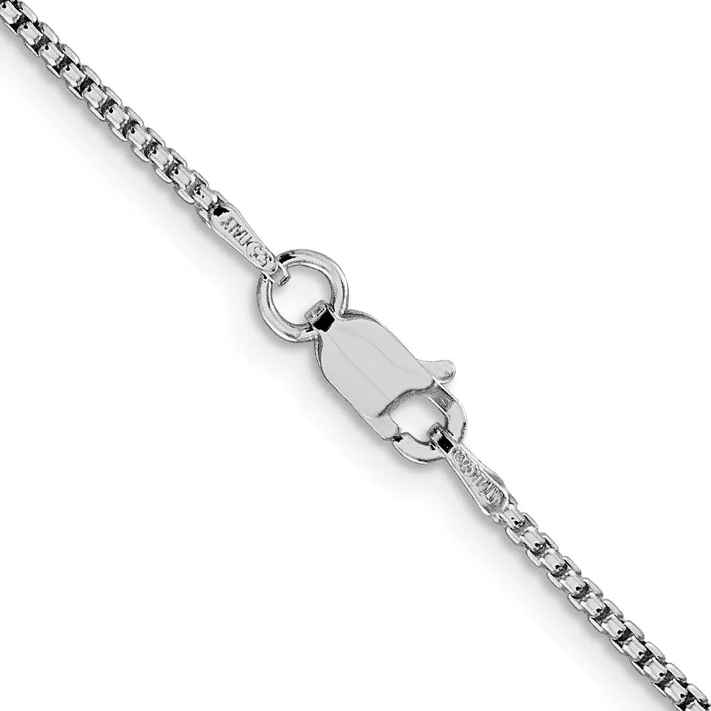 1.5mm Rhodium Plated Sterling Silver Solid Round Box Chain Necklace