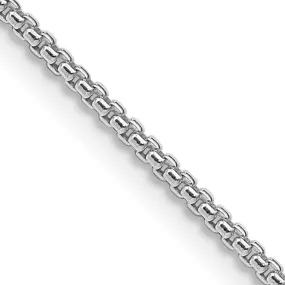 1.5mm Rhodium Plated Sterling Silver Solid Round Box Chain Necklace