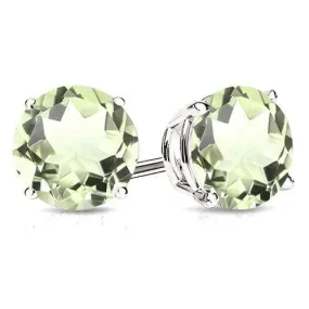 1.61 CT GREEN AMETHYST 10KT SOLID GOLD EARRINGS STUD