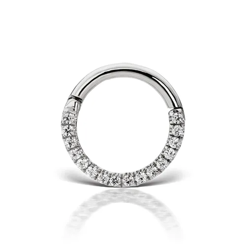 16g Cubic Zirconia Horizontal Eternity Hoop Earring by Maria Tash in White Gold