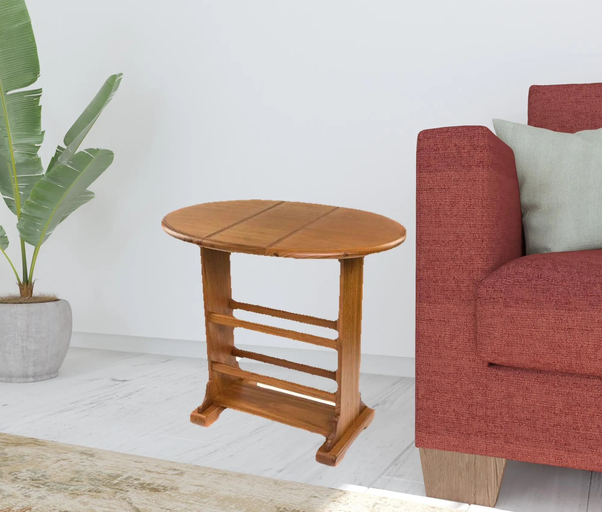 18" Brown Solid Wood Oval End Table By Homeroots