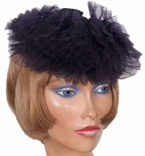 1930s Cocktail Hat by Kathleen New York, Dark Blue-Black Lacquered Straw