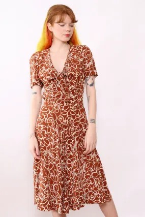 1940s Nutmeg Butterfly Dress XS/S