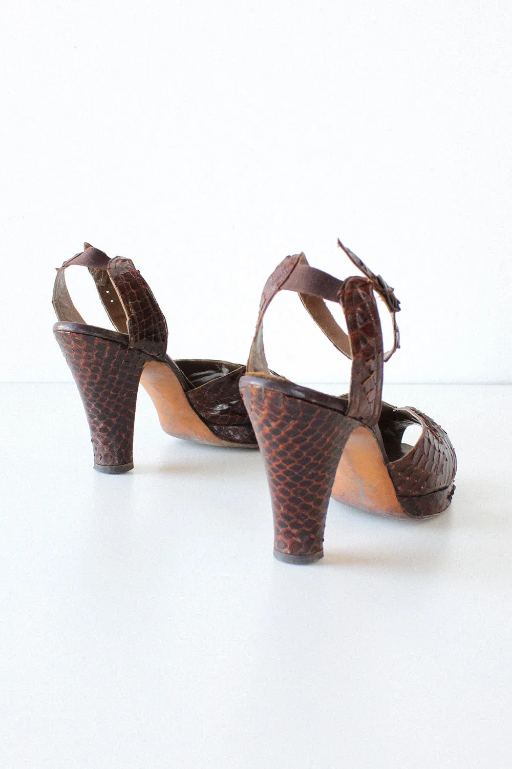 1940s Snakeskin Heels 7 1/2