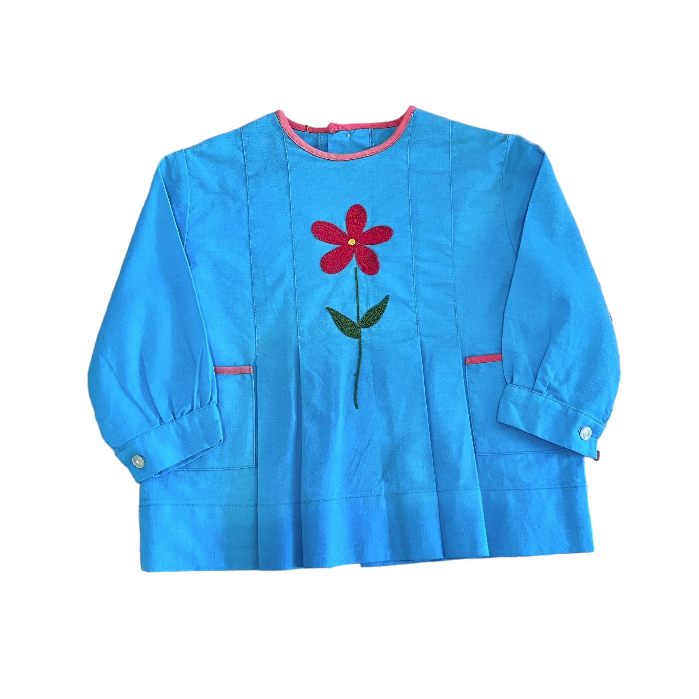 1960's Embroidered Blue Shirt / Blouse  18-24M