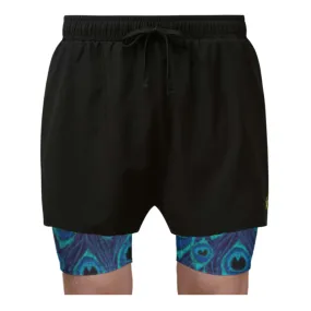 2 in 1 Double Layer Ultra Shorts | Blue Peacock