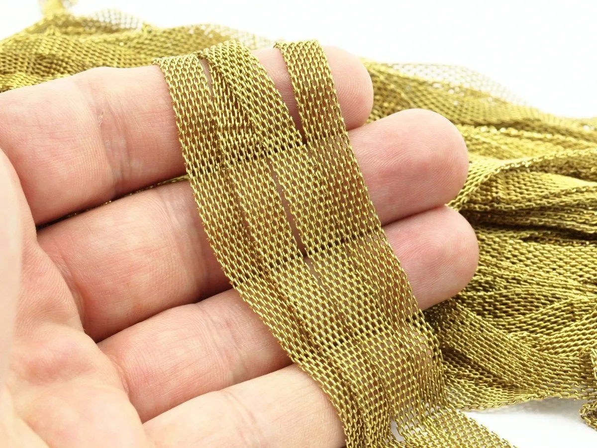 2 M -7x1mm Raw Brass Mesh Chain Z099