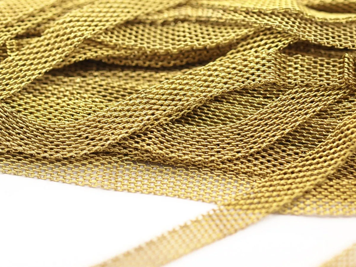 2 M -7x1mm Raw Brass Mesh Chain Z099