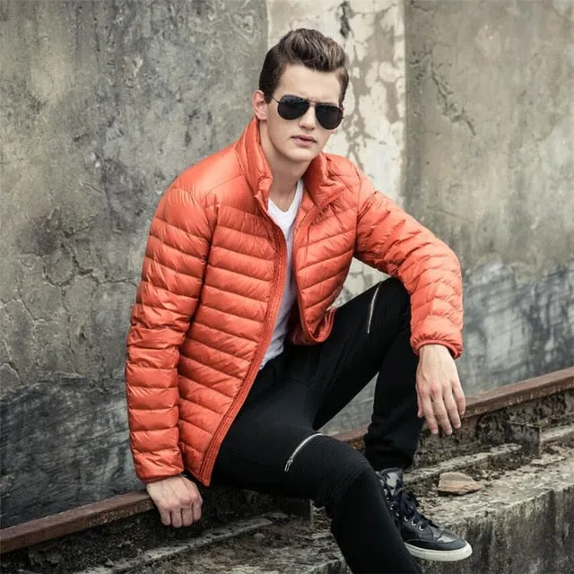 2017 Autumn Winter Duck Down Jacket Ultra light Men 90% Coat Waterproof Down Parkas Fashion mens collar Outerwear coat Size 5XL