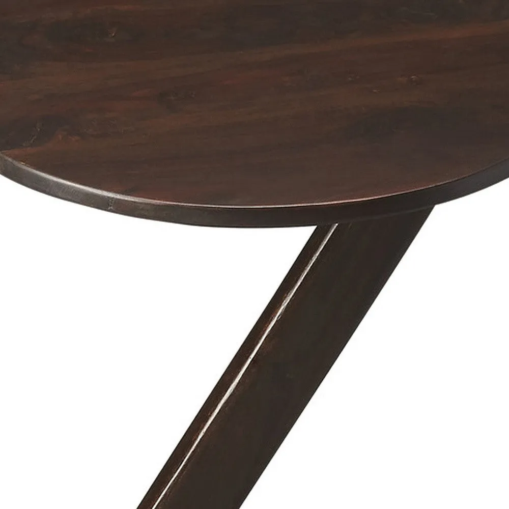 20" Dark Brown Solid Wood Angled Pedestal Round End Table By Homeroots