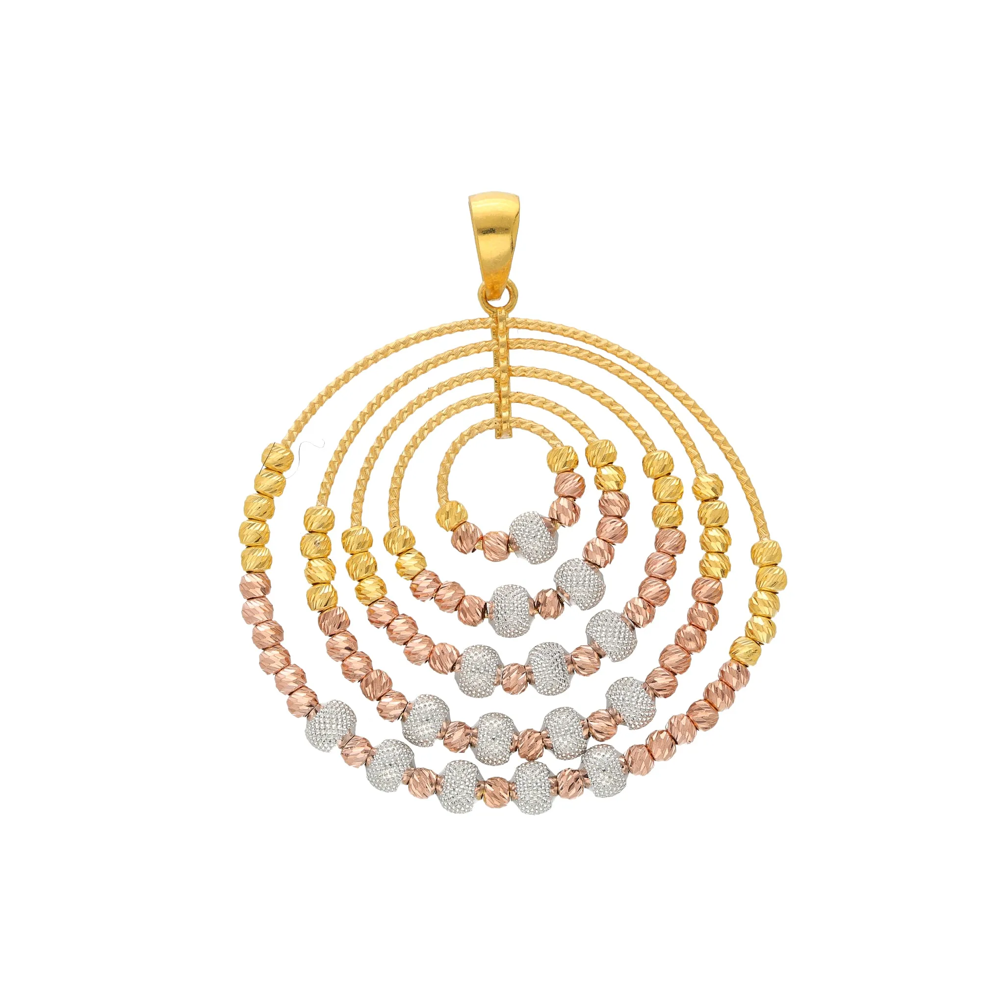 22K Multi-Tone Gold Beaded Pendant (10gm)