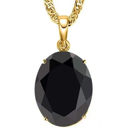 2/3 CT GENUINE BLACK SAPPHIRE 10KT SOLID YELLOW GOLD PENDANT