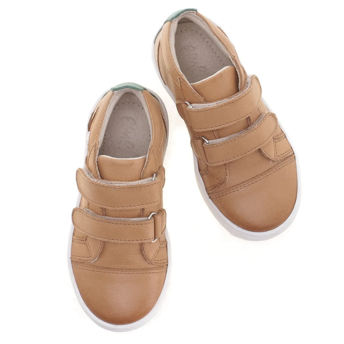 (2634-20) Low Velcro Trainers cognac