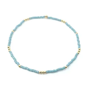 2MM NEWPORT PALE TURQUOISE BLUE   GOLD FILLED WATERPROOF BRACELET