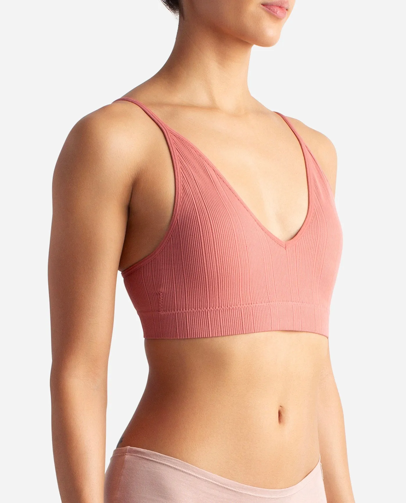 3-Pack Ribbed Deep-V Bralette