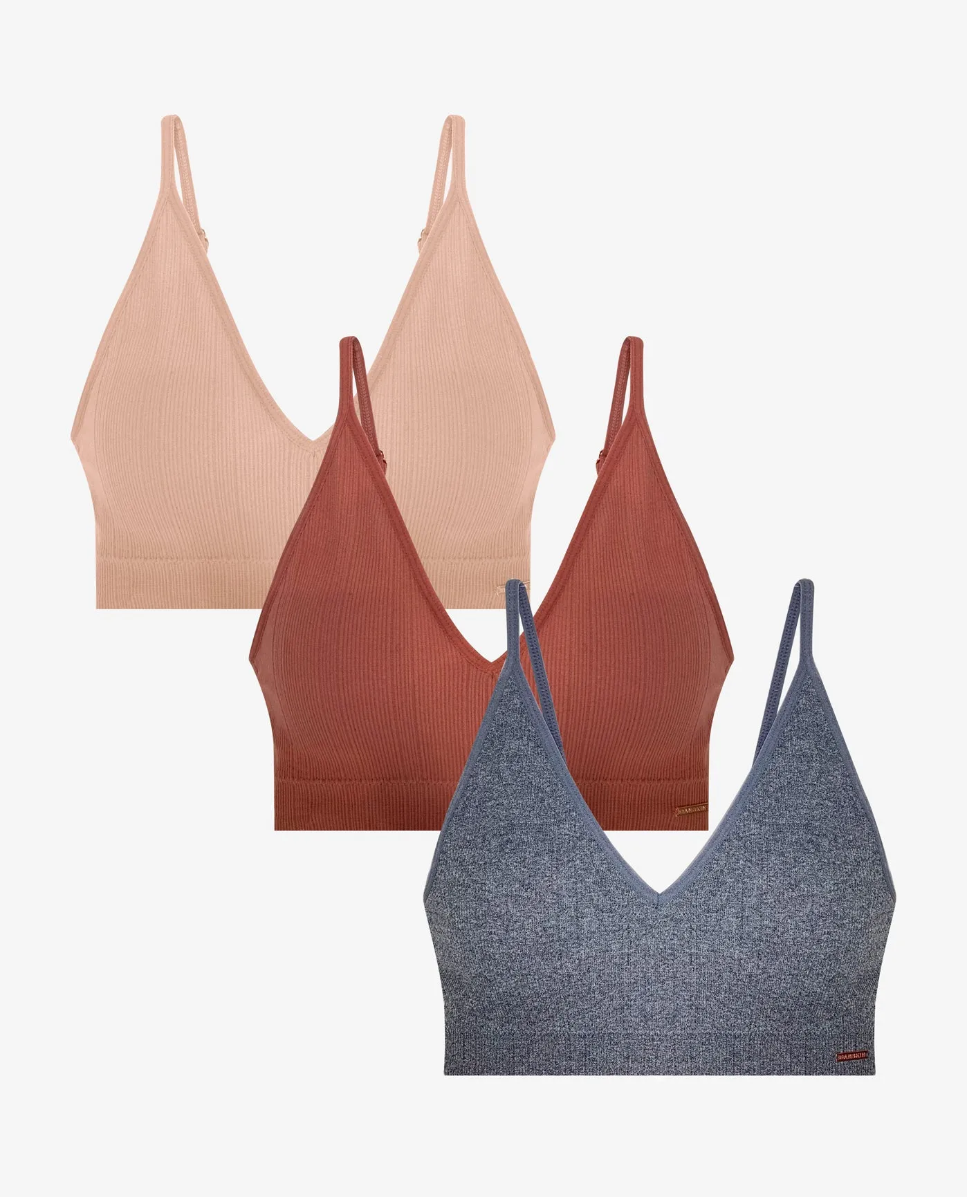 3-Pack Ribbed Deep-V Bralette