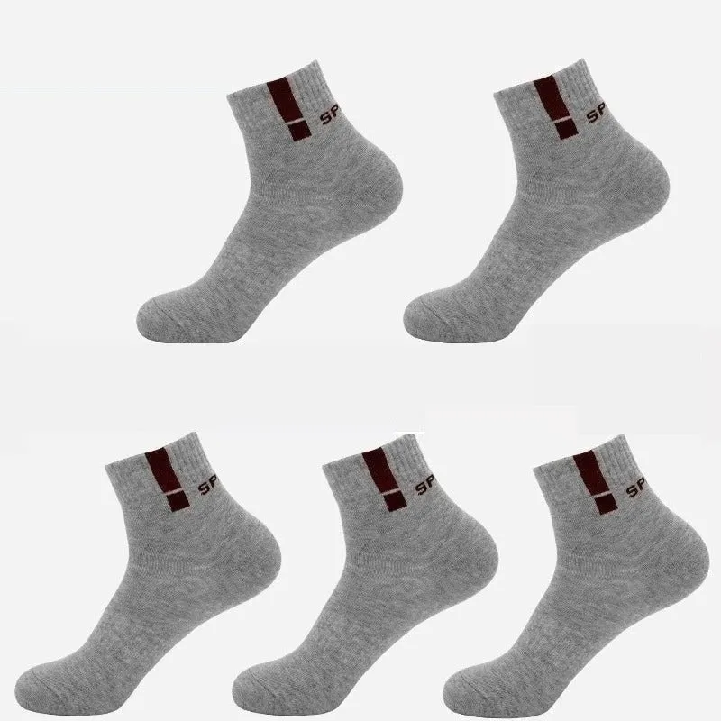 5 Pairs Casual Cotton Business Durable Stitching Solid Socks for Men