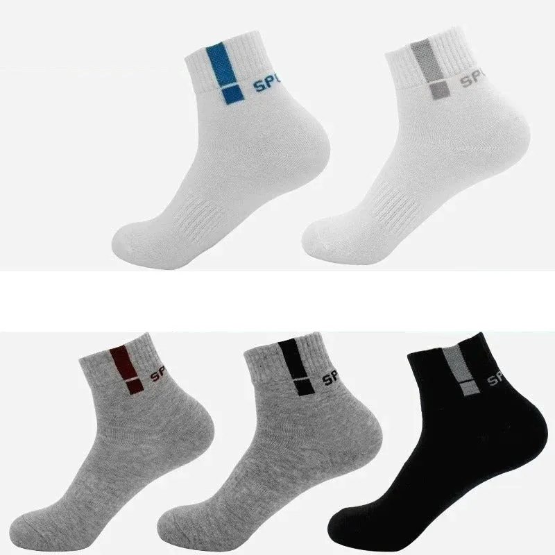 5 Pairs Casual Cotton Business Durable Stitching Solid Socks for Men