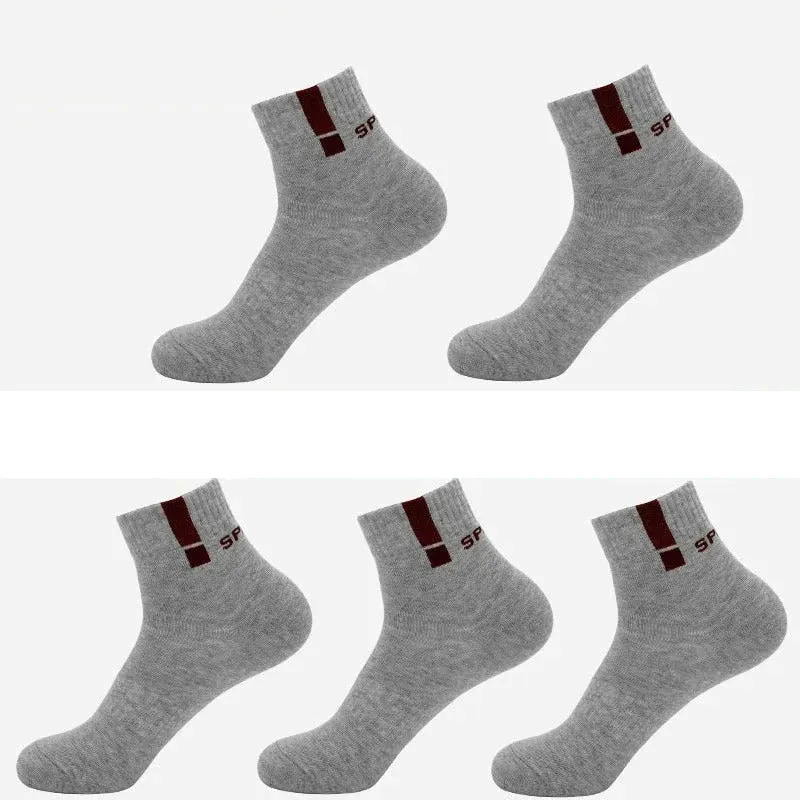 5 Pairs Casual Cotton Business Durable Stitching Solid Socks for Men