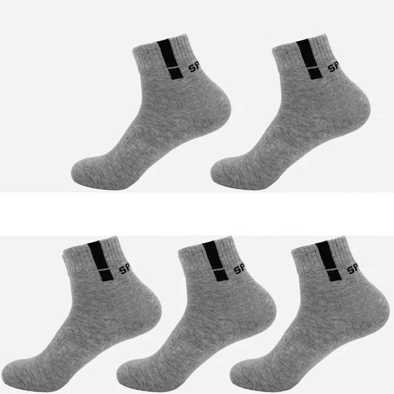 5 Pairs Casual Cotton Business Durable Stitching Solid Socks for Men